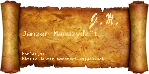 Janzer Manszvét névjegykártya